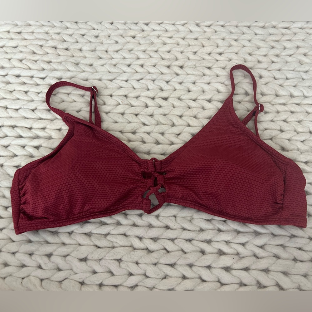 Shade & Shore Textured Wine Red Bikini Top